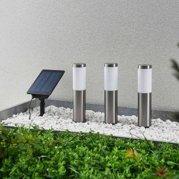 Lexiane LED-Solarlampen, 3er-Set, Edelstahl - Lindby