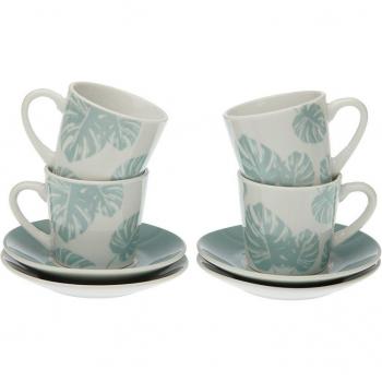 Versa Shelly Clear Porcelain Coffee Mug Set (4 Pieces)