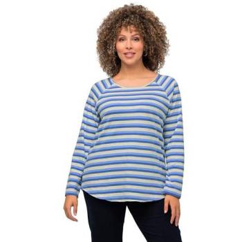 Ulla Popken Longshirt Shirt Ringel A-Linie Rundhals Langarm