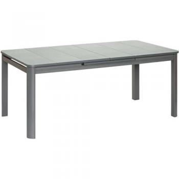 Table de jardin en aluminium et verre - Gris - 240/300 x 100 x 76 cm