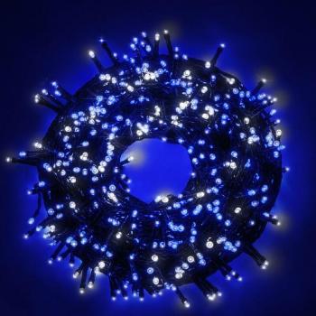 Catena luminosa LED con cavo verde e 8 giochi di luce