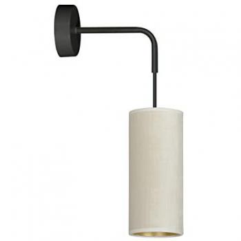 Applique murale Bente noire abat-jour tissu blanc et or 1x E14
