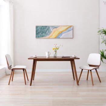 Sillas de comedor de cuero blanco de 2 piezas