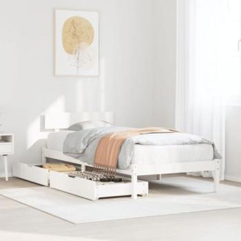 Letto in Legno Massello di Pino Bianco 75x190 cm senza Materasso