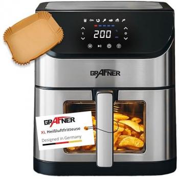 Grafner Heißluftfritteuse 8L – Edelstahl, Dual‑Modus, 1800 W