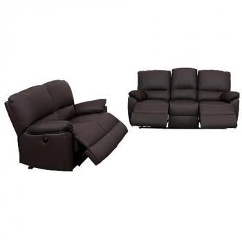 Sofa 3+2 Places Marcis – Relaxation Électrique, Cuir Marron