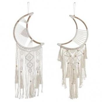 Macramè sospeso Home ESPRIT crema boho 2 unità