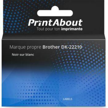 PrintAbout Etikettenrolle für Brother DK‑22210 – 5×29 mm, schwarz auf weiß