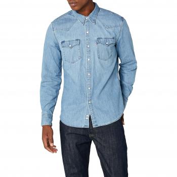 Levi's Men's Barstow Western Regular Fit Long Sleeve Casual Shirt in Blue