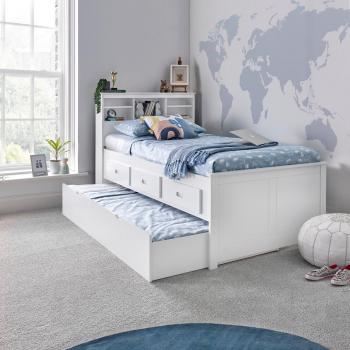 Bedmaster - Venus White Guest Bed With Drawers And Memory Foam Mattress
