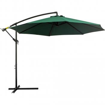 Outsunny Sonnenschirm Ampelschirm mit Kurbel, Stahlgestell & Polyestergewebe, Grün, Ø2,95x2,45m