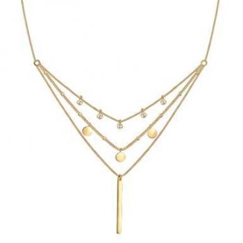 Elli Halskette Layer Geo Stab Kristalle 925 Silber Damen