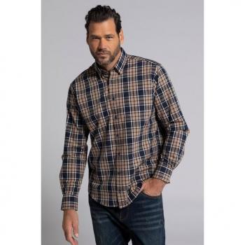 Camicia blu a quadri maniche lunghe colletto button-down nascosto uomo XXL cotone JP1880
