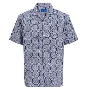Camisa JORSeersucker Azul Marino y Blanco Jack & Jones