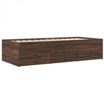Small Single Daybed with Drawers Brown Oak 75x190 cm vidaXL