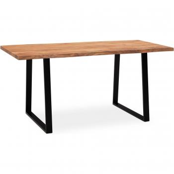 FineBuy Laptoptisch 120 cm – Akazie mit Baumkante und Trapezbeinen