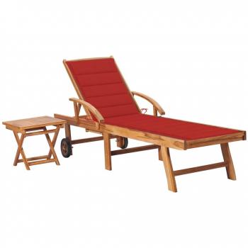 Mesa Espreguiçadeira VidaXL Madeira de Teca – Almofadão Grande