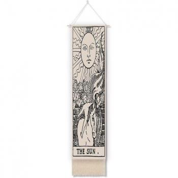 Tapiz de Algodón y Lino - Luna Nocturna y Mandala para Decoración del Hogar