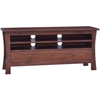Mueble de TV madera maciza de caoba marrón clásico 100x30x45 cm