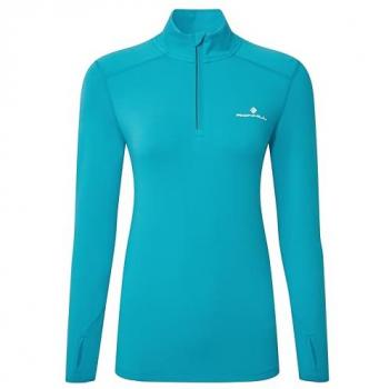 Ronhill Core Thermal Half‑Zip Running Baselayer for Women – Azure/Bright White (UK12)