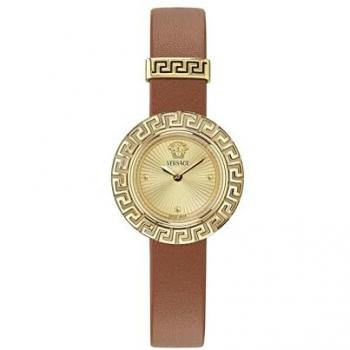 Versace La Greca Women's Brown Leather Swiss Quartz Watch VE8C00124