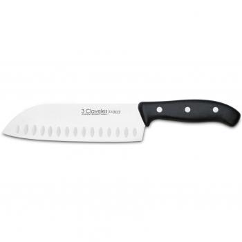 Cuchillo japonés Santoku 3 Claveles, Acero Inoxidable, 18cm