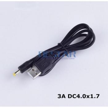 1M 3A Black USB A to DC 4.0*1.7mm Power Cable