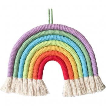 Pendentif Nordique Tissé à la Main Arc‑en‑Ciel Gland Corde Décorée