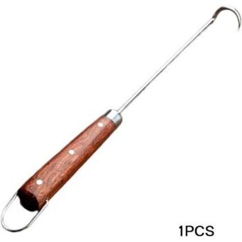 BBQ Skewers Set with Wooden Handle and Meat Hooks 48cm