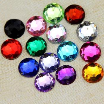 7 Sizes Mixed Color Round Flatback Acrylic Sew-On Rhinestones for Wedding Dresses