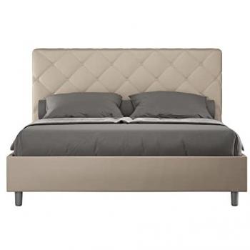 Cama sin somier acolchada 160x200 cuero sintético gris tórtola