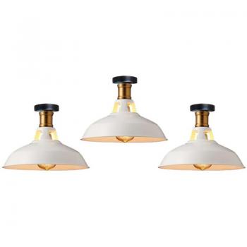 Vintage 27cm Iron Ceiling Light – Industrial Style, White Shade