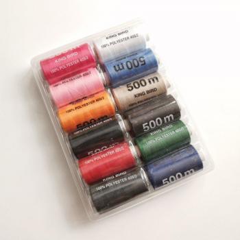 Rollos de Hilo Poliéster para Costura 500m – Pack de 12 Unidades