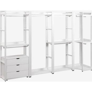 Armoire modulaire d’angle à 4 pièces – finition acier‑bois Ariaster Blanc