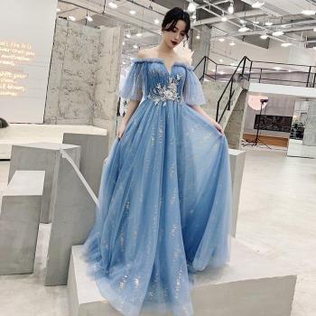 Vestido Qipao Azul Retro con Detalles de Abalorios