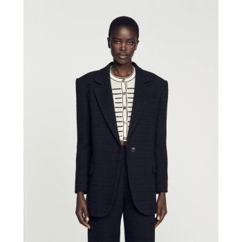 Blazer de mujer de sastre con un botón en sarga y tweed