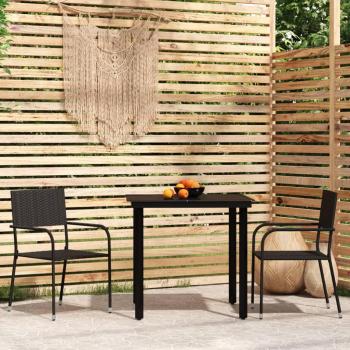 Set de mesa jardín 3 piezas en negro