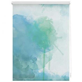 Seitenzugrollo Rollo Klemmfix, ohne Bohren, Verdunkelung, Aquarell - Blau Grün