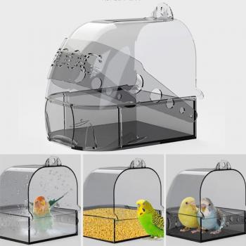 Adjustable Transparent Bird Bath Cage for Pets
