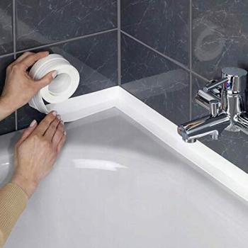 SHOP-STORY - Ruban Adhésif pour Joints Cuisine et Salle de Bain Épaisseur 3.8cm Longueur 3.2m Blanc