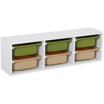 Sora Childrens' Organizer with 6 Clear Bins – White/Olive Green Blend