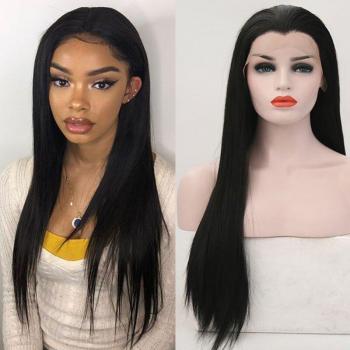 Perruque lace front synthétique bomshell, fibres thermorésistantes, look naturel, sans raie, femme
