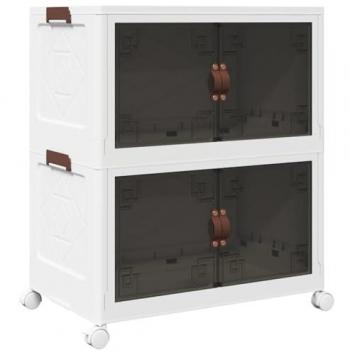 Stackable Storage Box with Wheels 2-Tier 75 l 65x40x76 cm Vidaxl