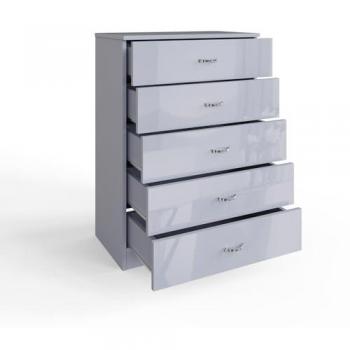 5 Drawer Tall High Gloss Chest Of Drawers