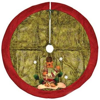 Deluxe 122cm Christmas Tree Skirt with 3D Handmade Decorations