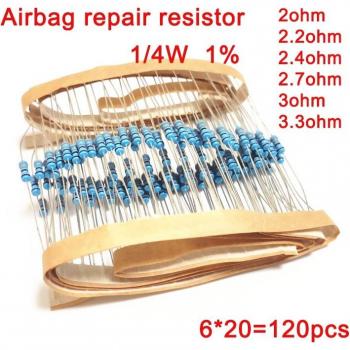 Réserve de Résistances Airbag Métalliques – 1/4W, 1 % Toleré, 2Ω/3Ω/7Ω – 6 Kits