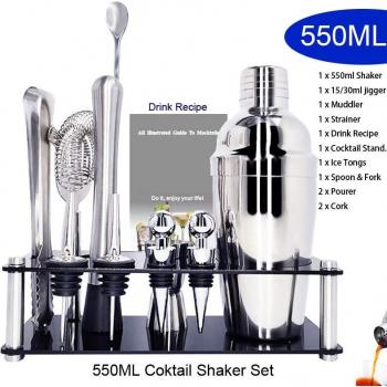 Cocktail Shaker Set 11 Teile 550 ml/750 ml Edelstahl Martini Mixer