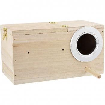 Boîte d'élevage pour oiseau en bois naturel