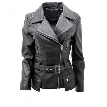 Infinity Leather Lange Damen-Bikerjacke – Quito Schwarz EU 36 / UK 8