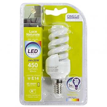 Omega - lampadina LED spirale 5W 450LM E14 4000K A+